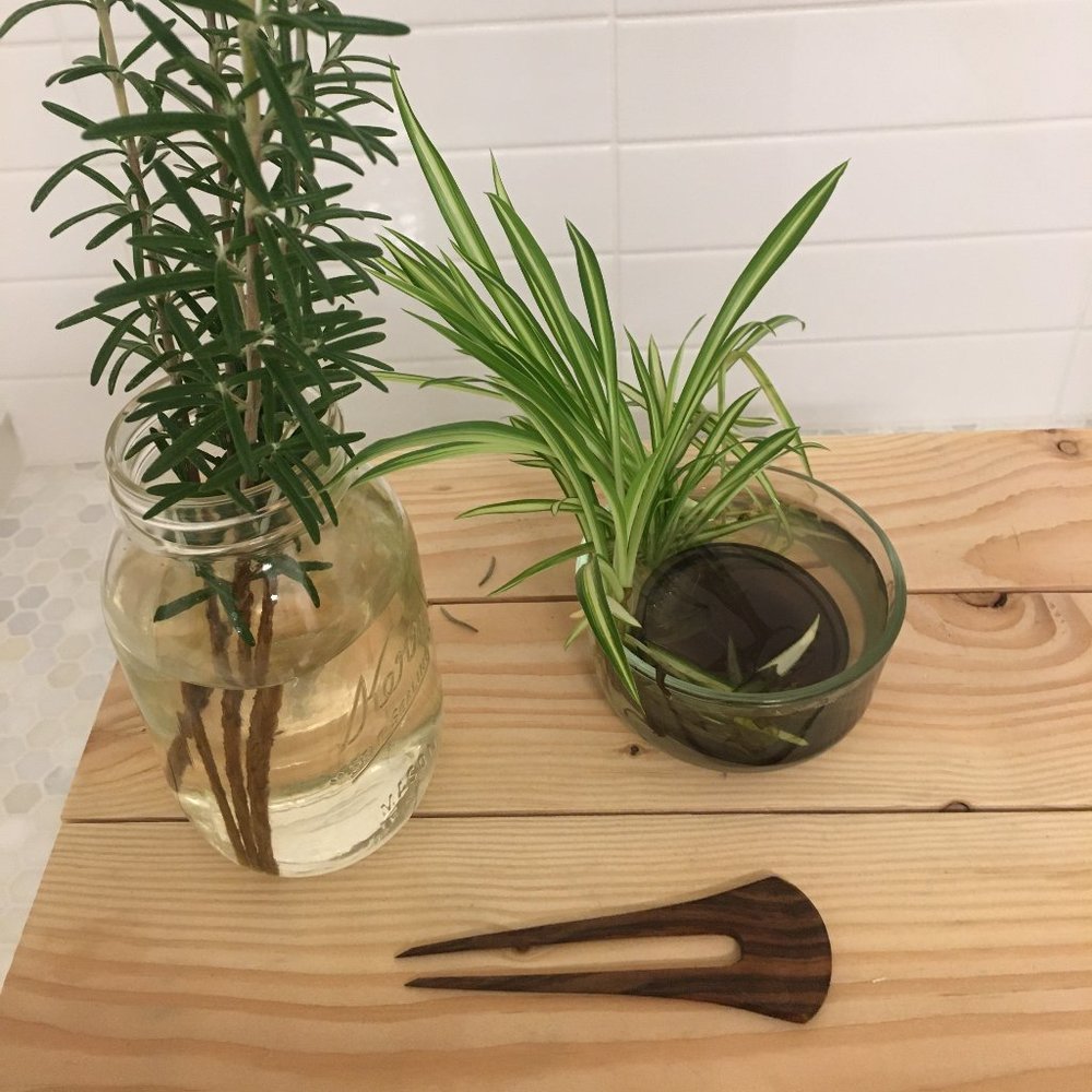 Minimalist Vintage Mid Century Modern hand carved Teak Wood Hair Fork, Hair Pin